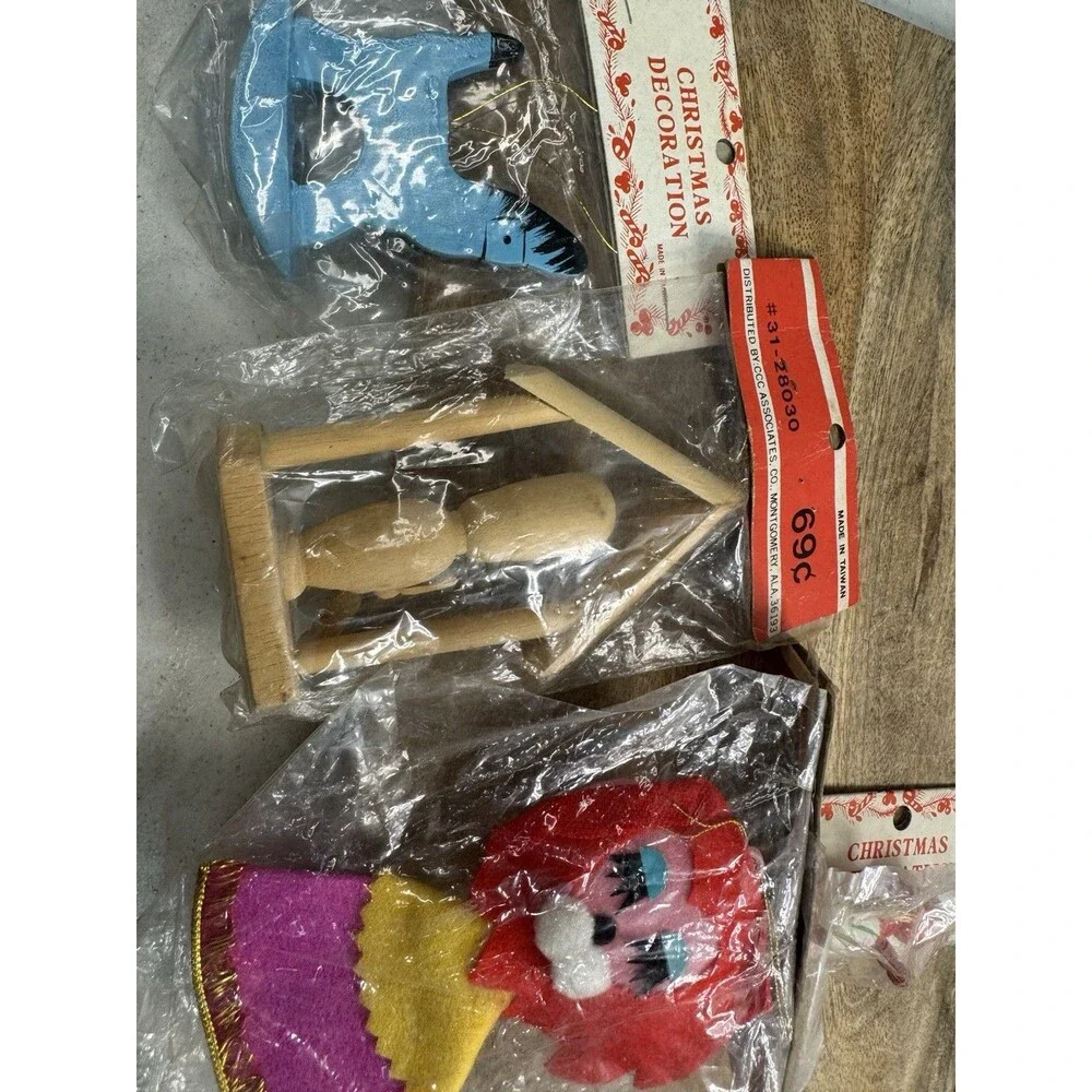 Vintage Lot of 23 Wooden Christmas Ornaments New Old Stock Woolworths?